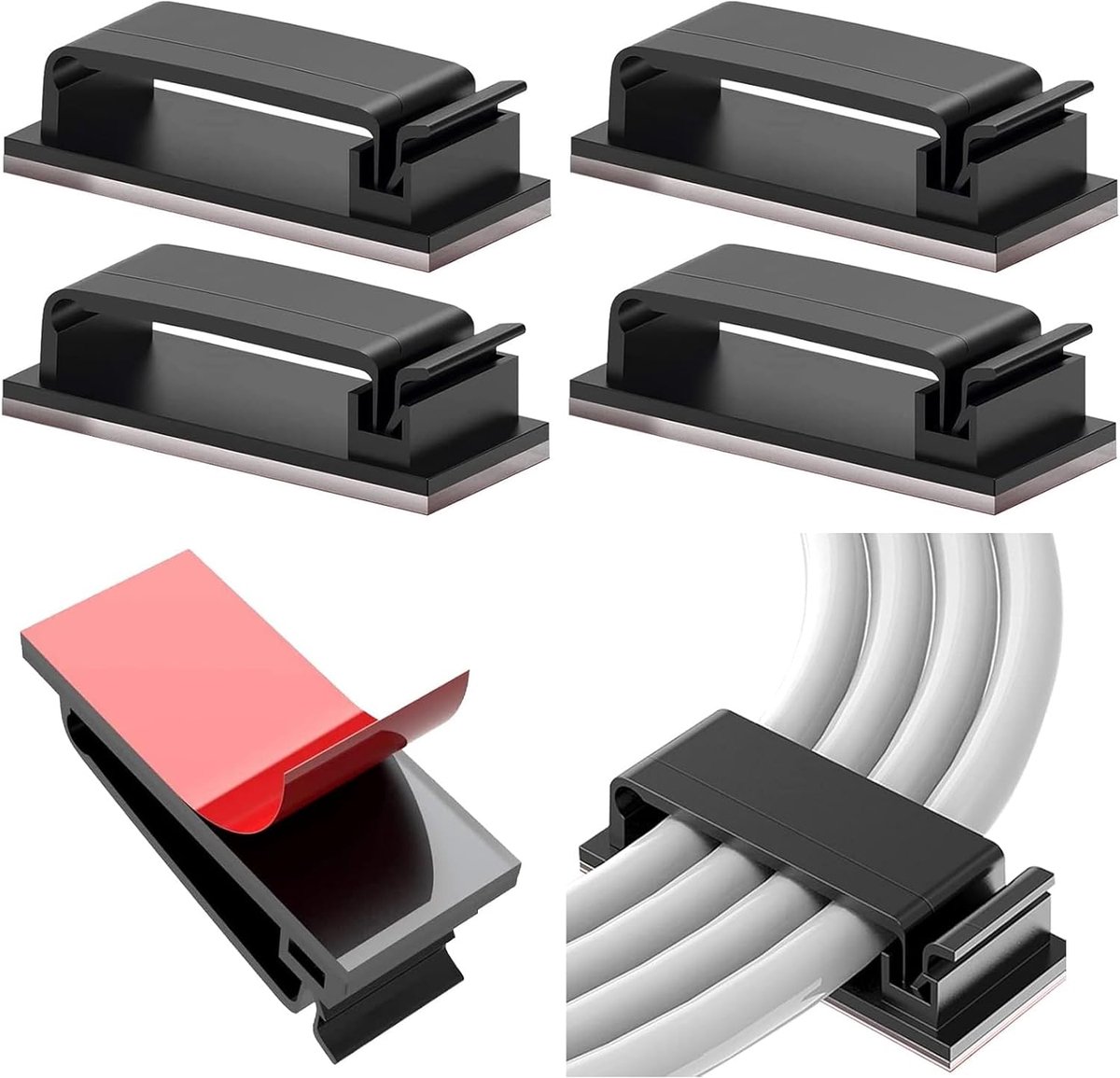 SnelShoppen - Pack van 5 Kabel Organiser Clips - Zelfklevende Kabelhouders voor Thuis, Kantoor, TV en PC - Nylon PA66 met Sterke Hechting - Perfect vo
