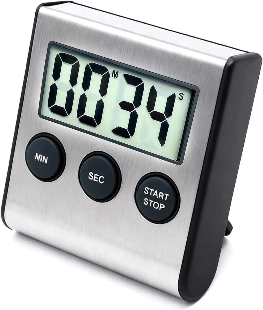 SnelShoppen - Digitale Keuken Timer met Stopwatch en Magneet - RVS Mini Alarm Klok - Countdown Timer tot 100 Minuten voor Koken, Bakken en Keukengebru