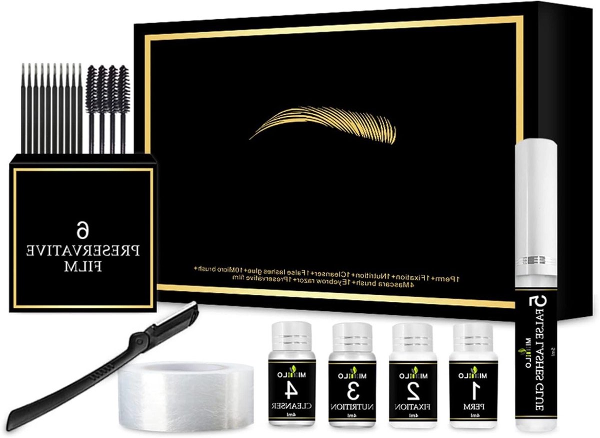 Eyelash en Eyebrow Lamination Kit voor Thicker en Fuller Wimpers en Wenkbrauwen, Inclusief Gedetailleerde Instructies en Benodigdheden voor Thuisgebruik