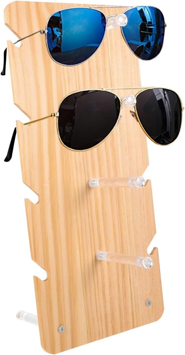 Houten Brilstandaard voor Meerdere Zonnebrillen en Optische Brillen - Draagbare Organizer voor Bureau en Slaapkamer met Stijlvol Design