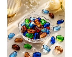 Kleurige Glazen Steentjes voor Kinderen, Decoratie voor Vazen en Aquariums, DIY Decoratie, 500g
