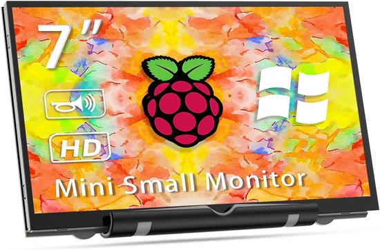 SnelShoppen - 7 Inch HDMI Mini Monitor voor Raspberry Pi, 800 x 480 Resolutie, Met Dual Speakers, LCD Scherm voor Pi 4/3/2/Zero/B/B+ Win10/8/7, Perfec