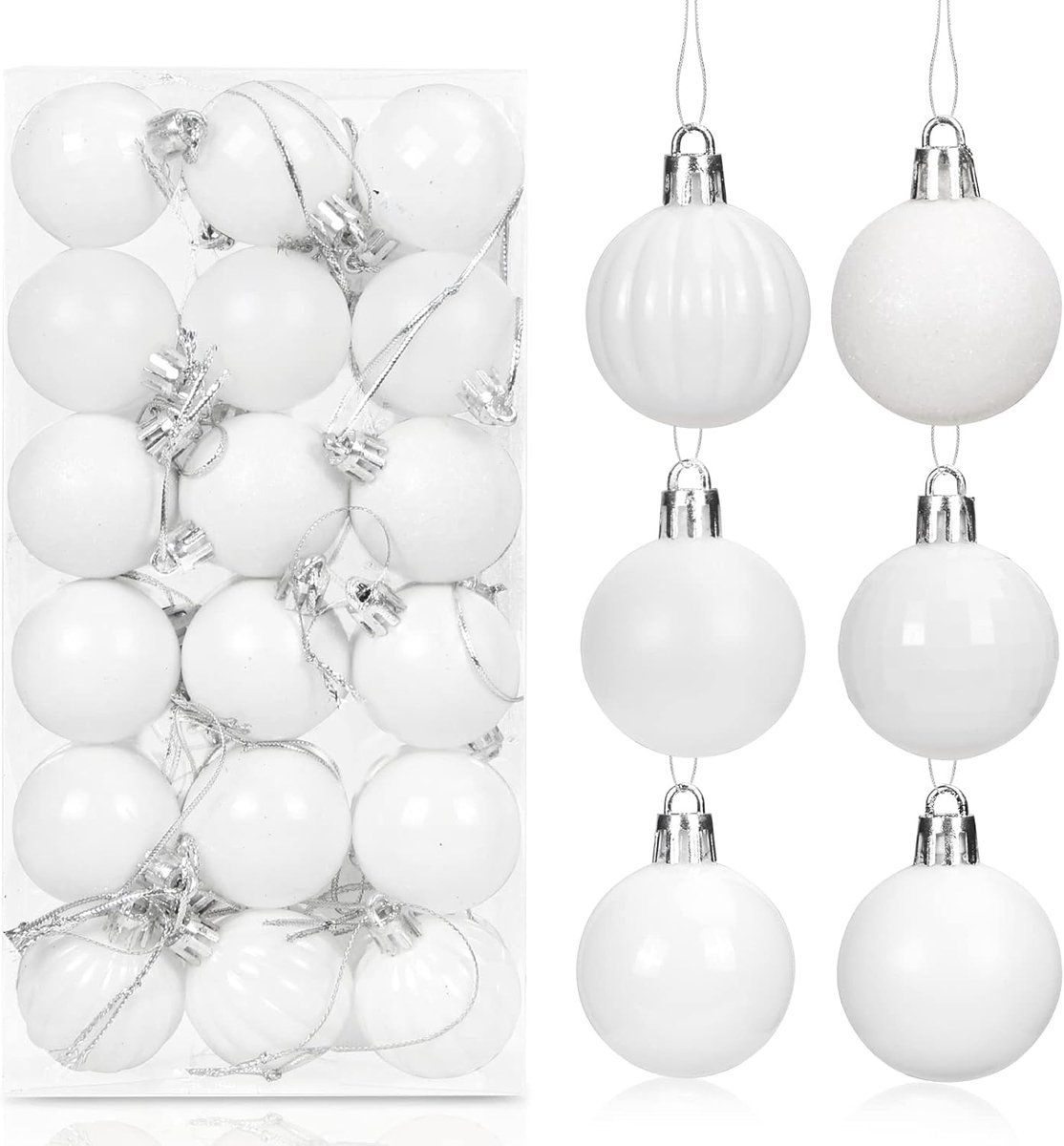 SnelShoppen - Kerstballen Wit Set van 36 Stuks 4 cm Plastic Kerstboom Versieringen voor Feestelijke Kerstdecoraties