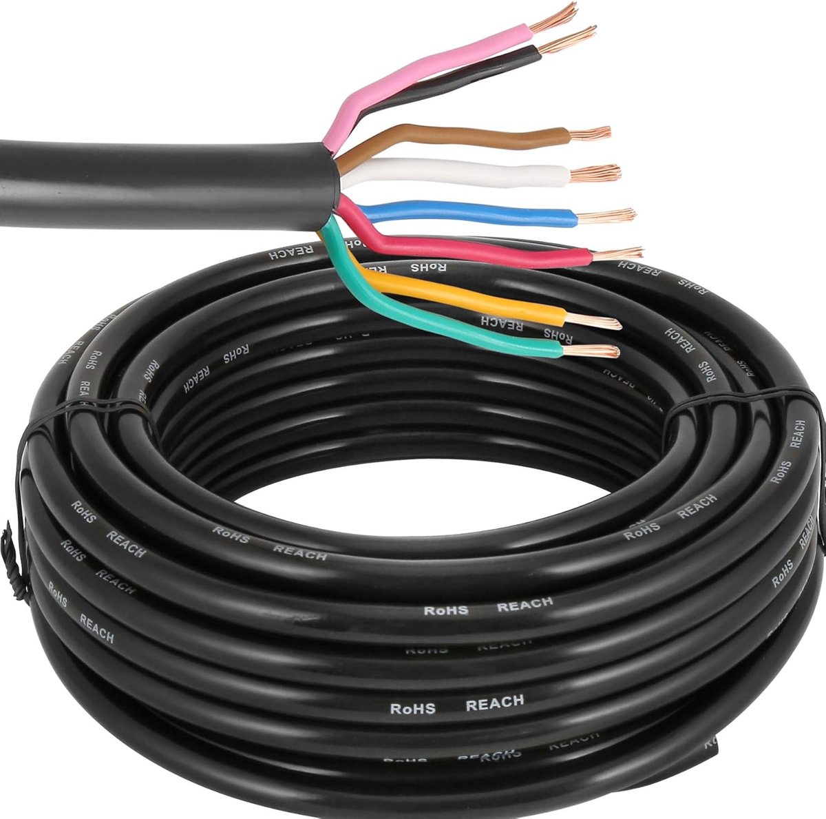 SnelShoppen - 10 m 8-Pin Trailer Elektriciteitskabel, 7 x 0.5 mm² + 1 x 1 mm², Geschikt voor Caravans en Motorhomes, Waterdicht, Duurzaam, Voor LED Ve
