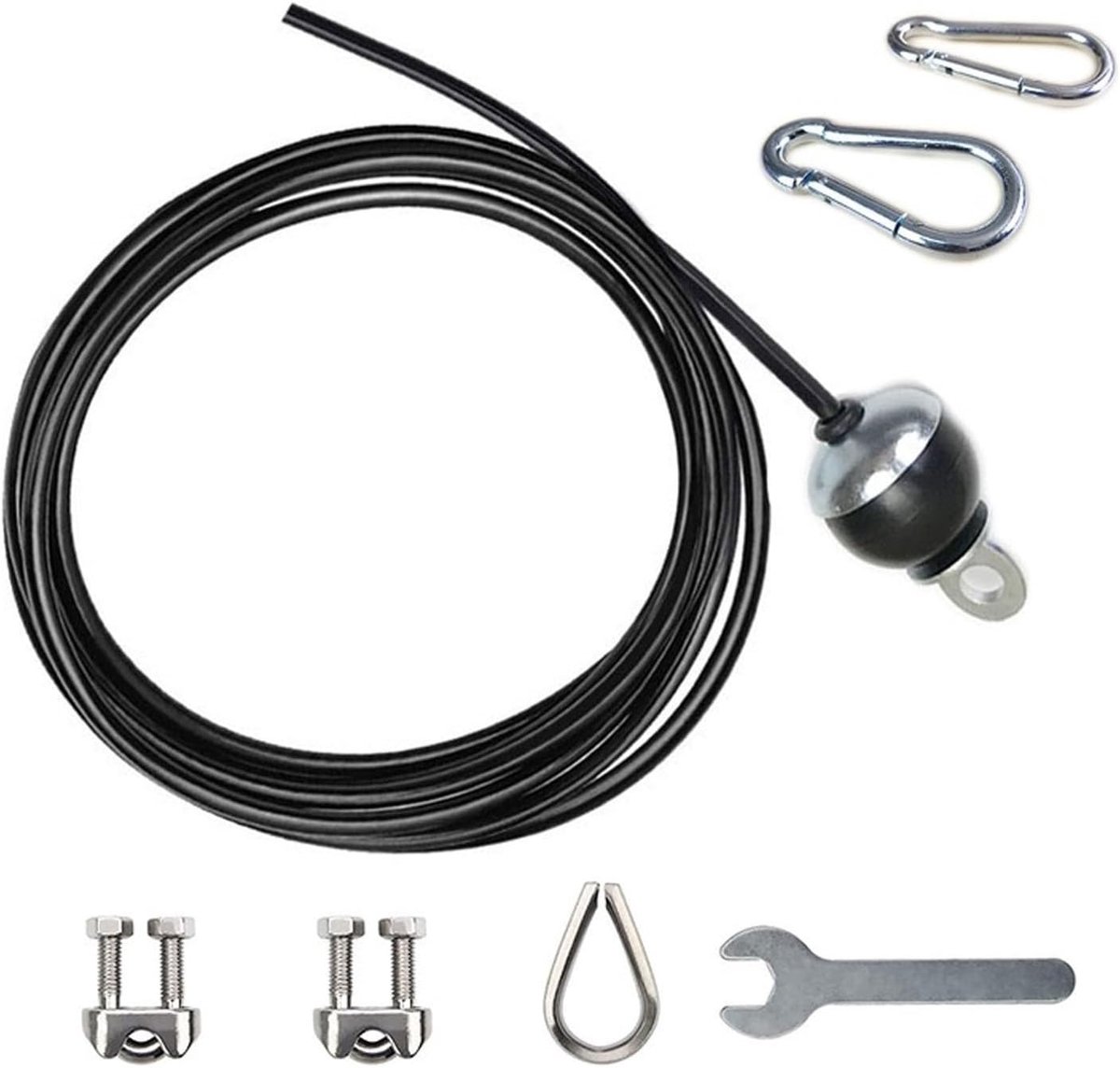 SnelShoppen - Fitness Steel Rope 4m, Verstelbare Gym Stalen Kabel Voor Thuis Gym Pulley Systeem, 0.2 inch/5mm Dikte, 150 kg Capaciteit, RVS met PU Coa