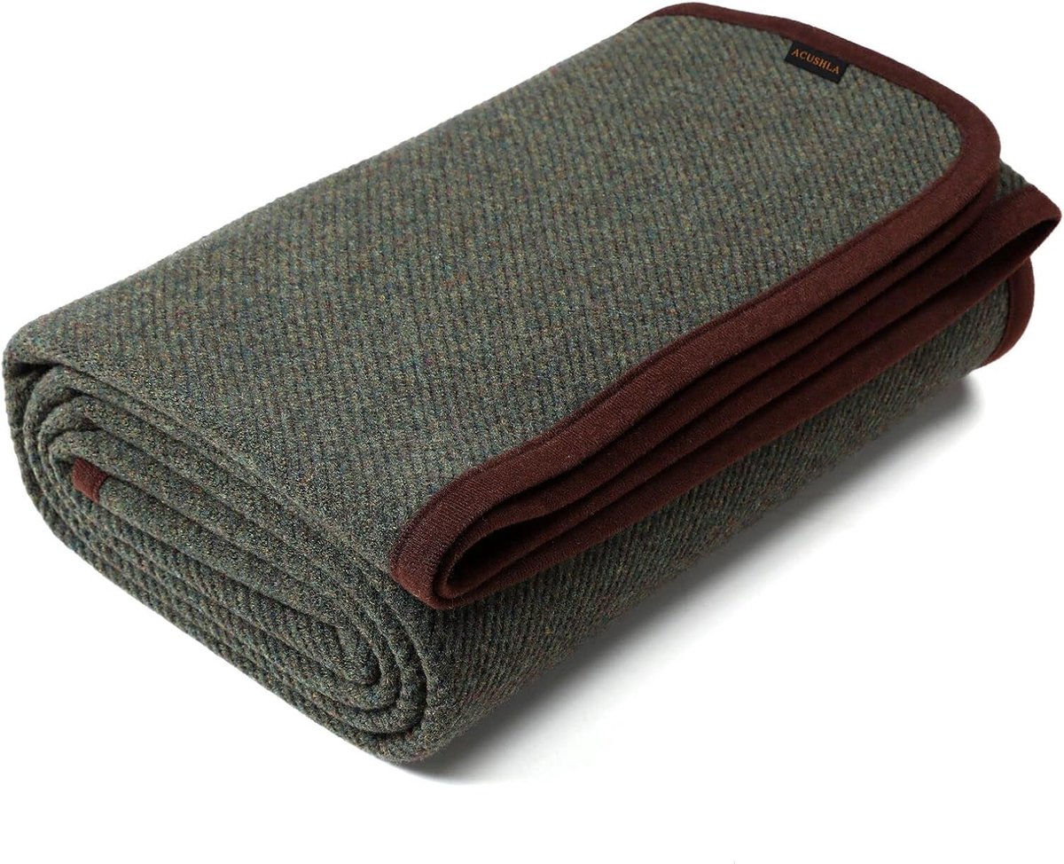 SnelShoppen - Merino Wol Dekbed, Warm Camping Dekentje, Gezellig Plaid 160 x 200 cm, Geurvrij, Militair Olijf Groen, Perfect voor Buiten, Feest, Tuin,
