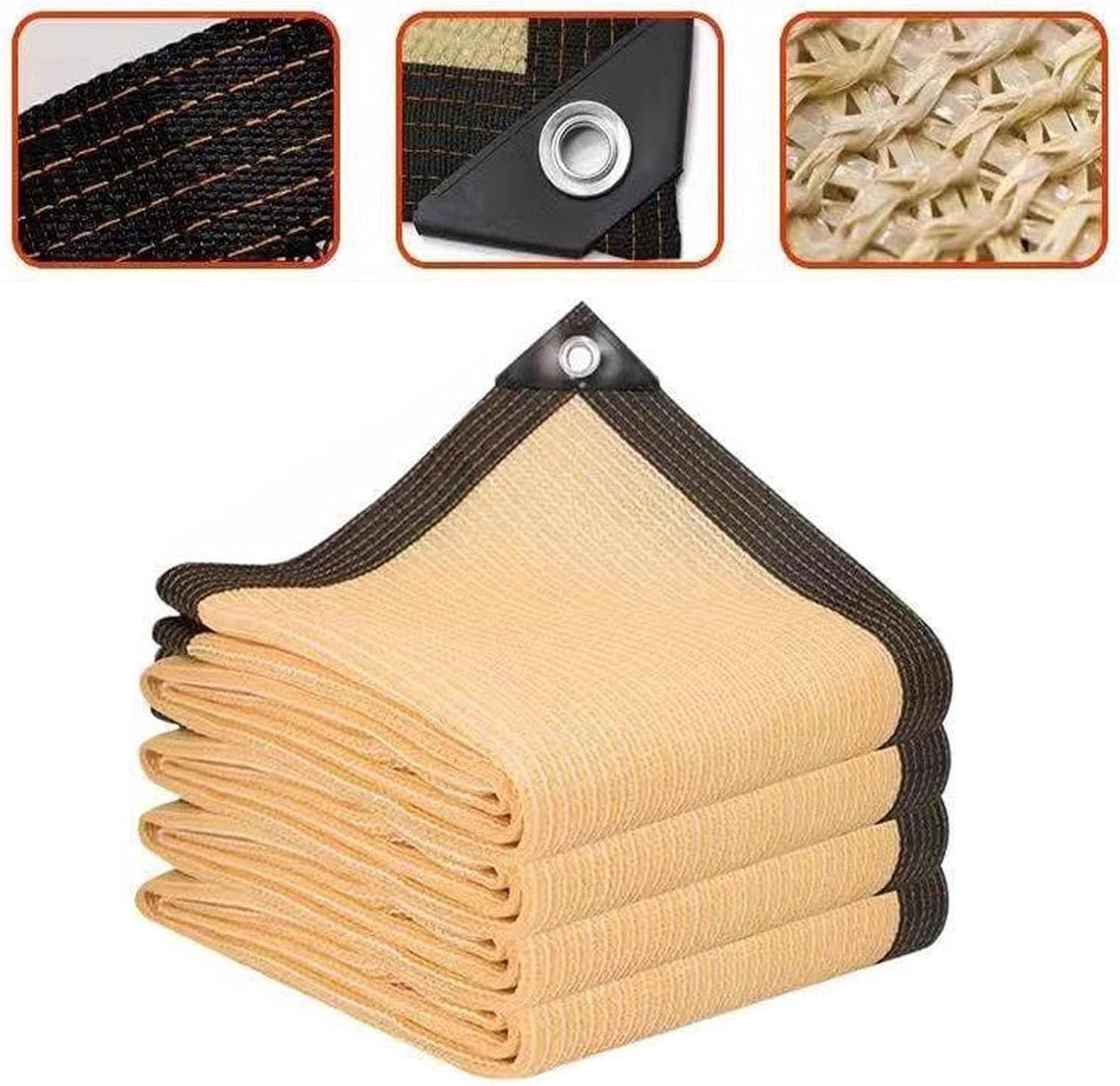 KZQ Schaduwdoek met 90% zonwering en oogringen voor terras, tuin, balkon en pergola, 2x3 meter, weerbestendig en duurzaam