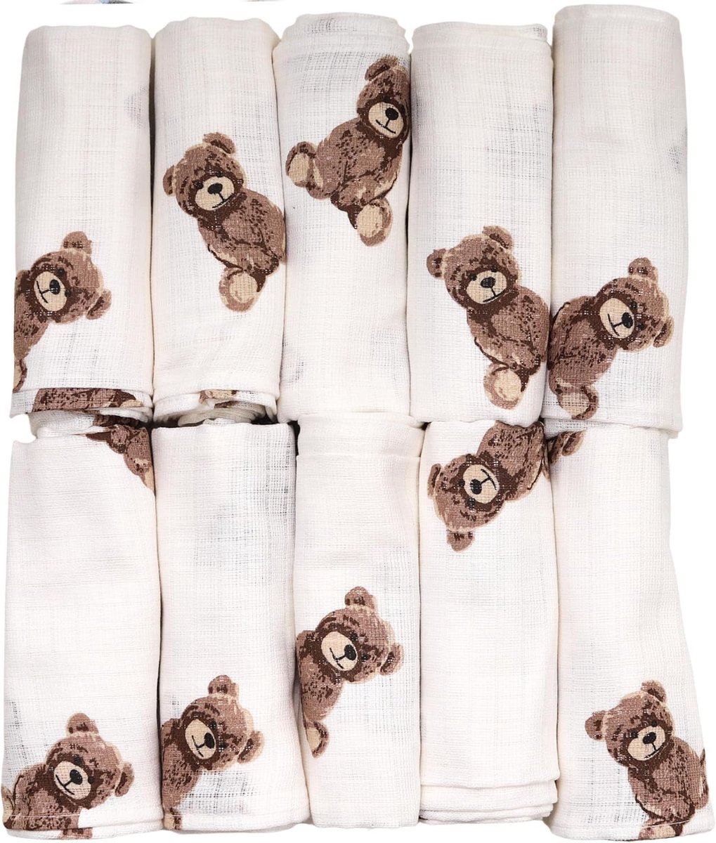 SnelShoppen - Babydoeken, Burp Cloths, 10 Stuks, 70 x 80 cm, 100% Katoen, Muslin Doeken voor Pasgeborenen, Voor Jongens en Meisjes, Multifunctionele N