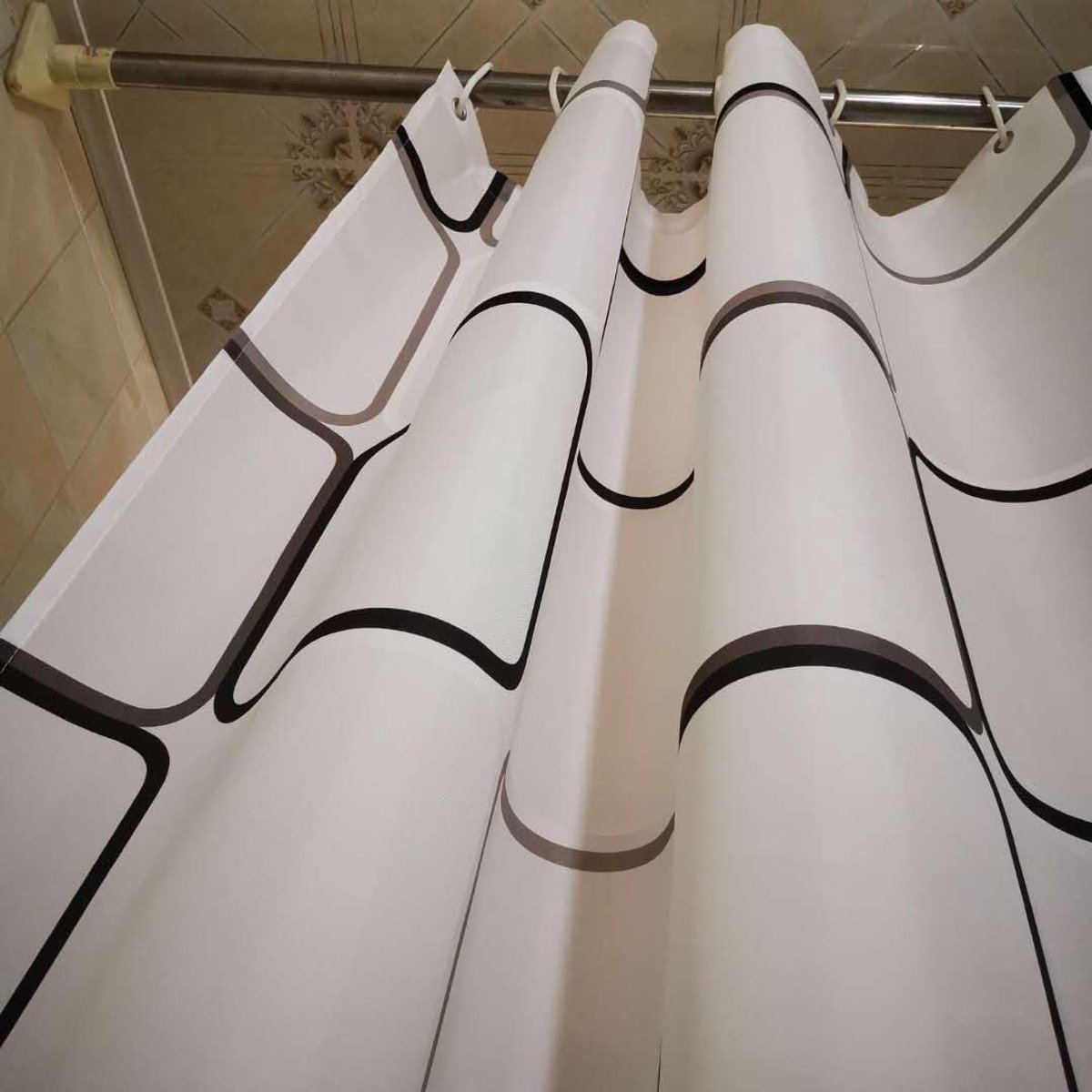 SnelShoppen - Douchegordijn voor Badkamer, Waterdicht, Schimmelbestendig met 12 Ringen, PEVA 180 x 200 cm - Ideaal voor Douche of Bad