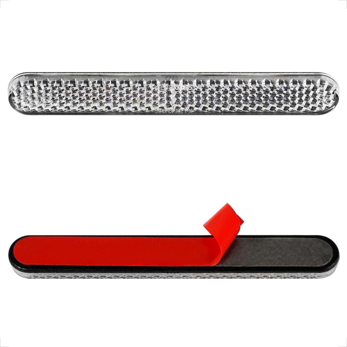 SnelShoppen - 2x Mini E4 Reflector Wit 100mm - Zelfklevende Multifunctionele Cat Eye voor Motorfiets, Fiets, Auto's, Boot, E-Tested