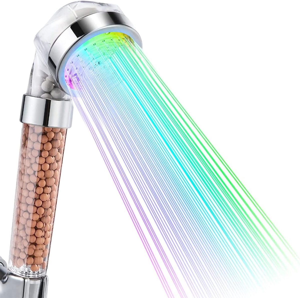 SnelShoppen - LED Douchestraal met 7 Kleuren, Handdouche met Hoge Druk en Waterbesparing, Dubbele Chloorfilter voor Badkamer
