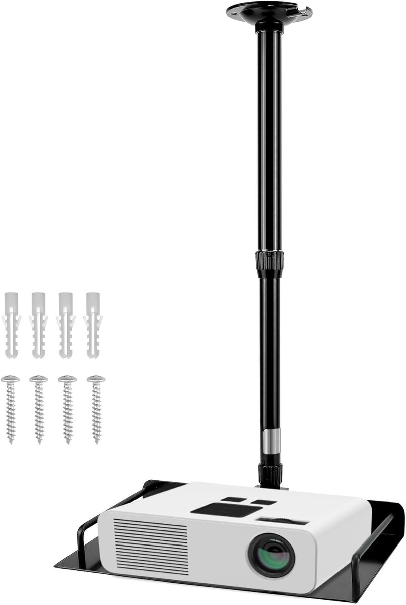 SnelShoppen - Verstelbare Projector Steun Plafondmontage met Kabelmanagement - 38-60 cm Hoogte - 3 kg Draagvermogen - Voor Projectors, Camera's en Rou