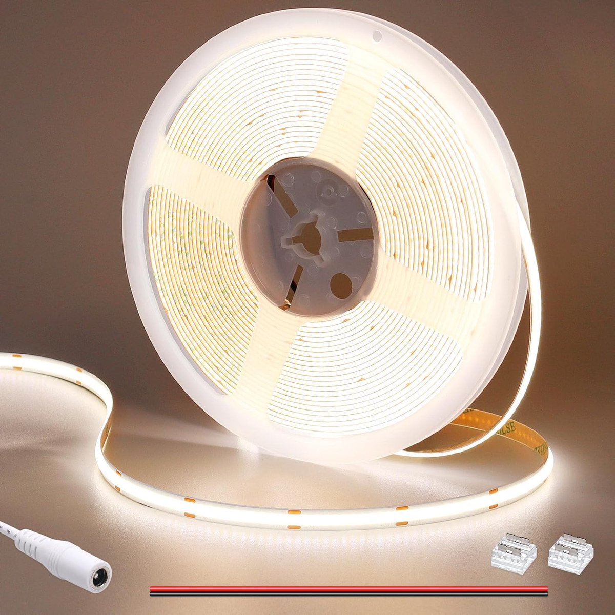 SnelShoppen - 10M COB LED Strip 24V Natuurlijk Wit 4000K 312LEDs/M 11W/M CRI 93+ 6300lm Flexibel Zelfklevend voor DIY Home Decor