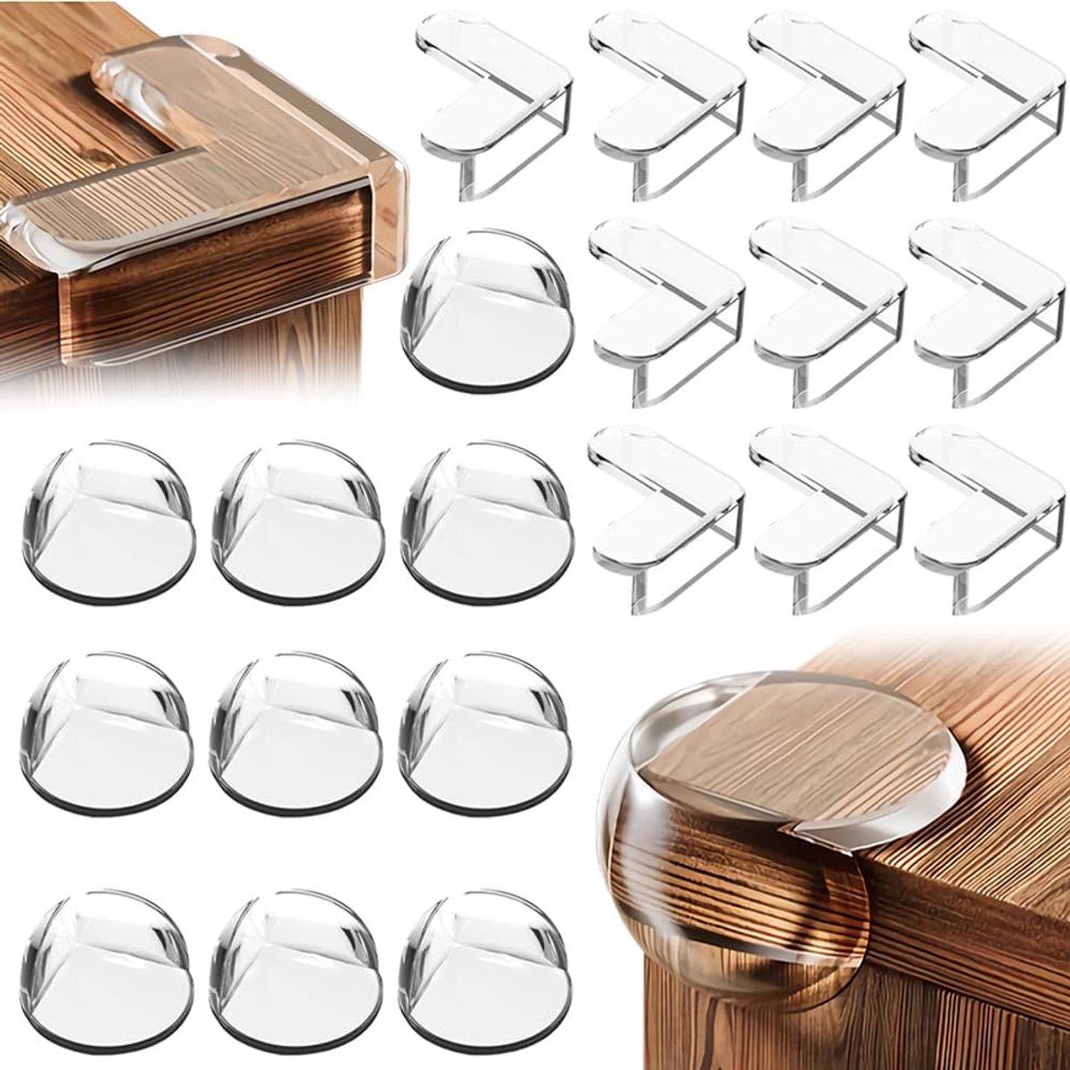 SnelShoppen - Baby Beschermende Hoekbeschermers - 20 Stuks - Veilig voor Tafel- en Meubelhoeken - Rond en L-vormig - Niet-toxisch PVC - Schokabsorbere