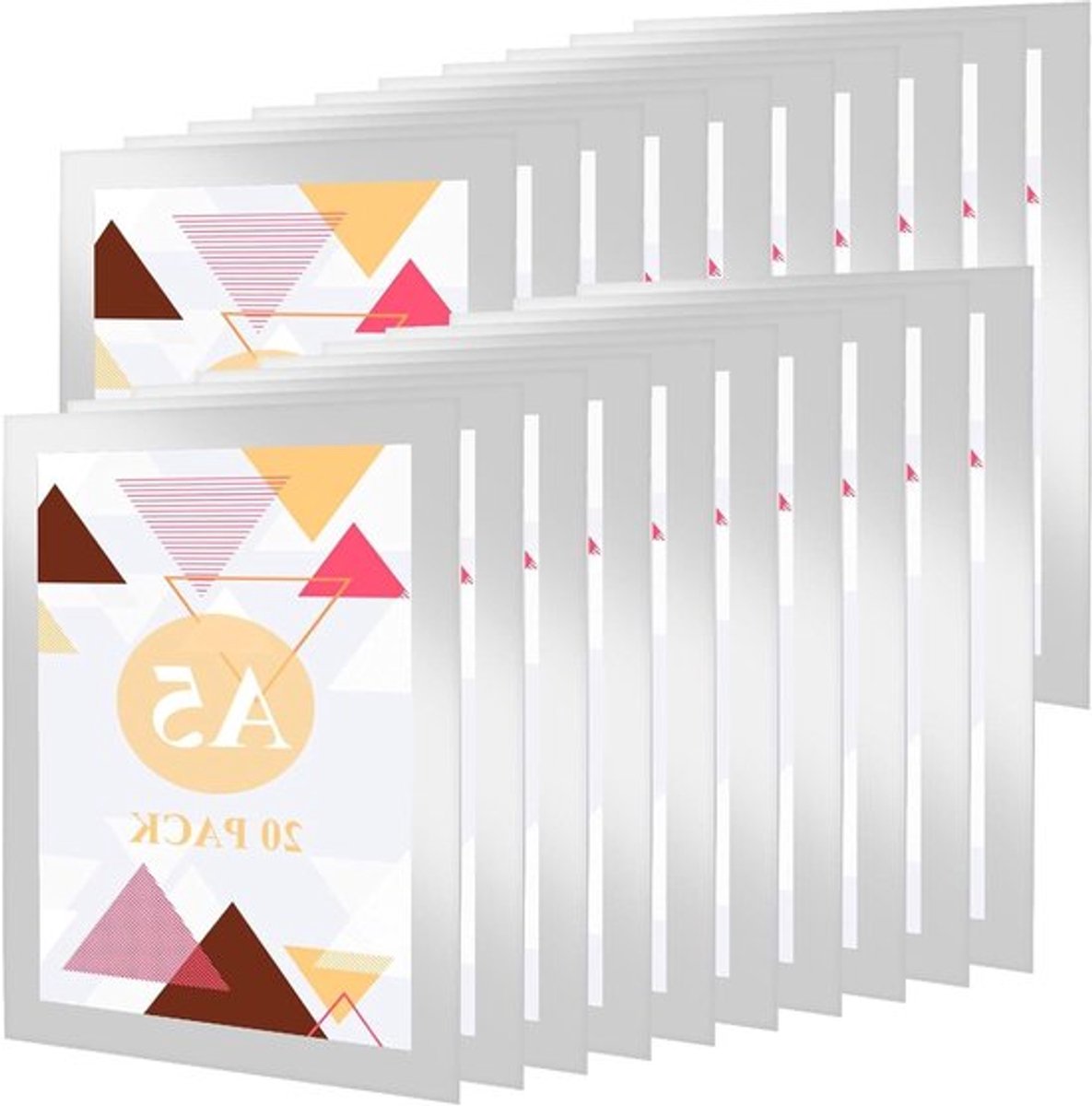 A5 zelfklevende magnetische lijsten met magneetsluiting, zwart, 20 stuks voor documenten, foto's en posters.
