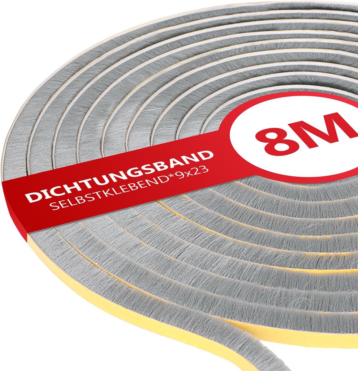 SnelShoppen - 8m Zelfklevende Borstelafdichting 9mm x 15mm, Deur- en Raamafdichting, Insectenbescherming, Geluidsisolatie, Flexibel en Duurzaam, Grijs