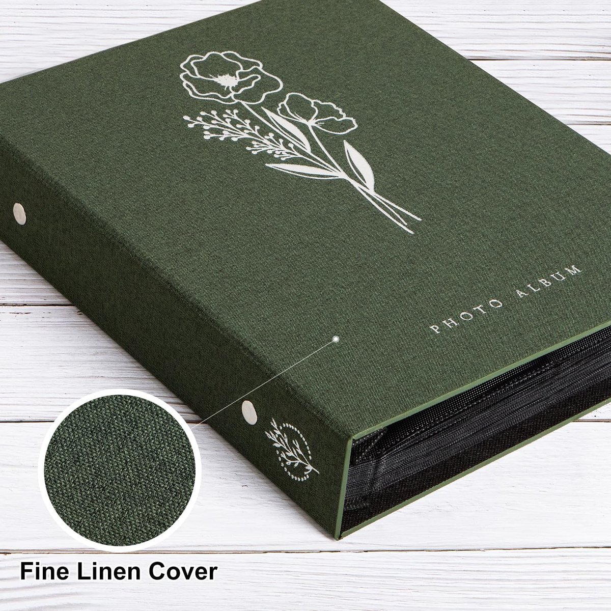 SnelShoppen - Photo Album 11x15cm - 400 Foto's - Exquise Linnen Fotoboek - Groene Album voor Kinderen - Dustproof en Acid-Free