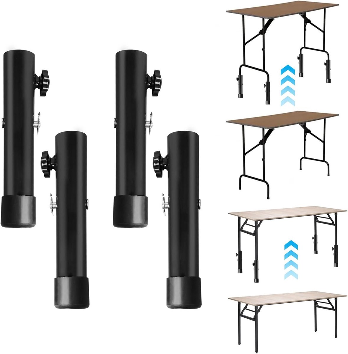 SnelShoppen - 4 Stuks Hoogte Verstelbare Tafelpoten van Metaal - Zwart - Ideaal voor Bureau of Eettafel - Tot 9.2 cm/13.2 cm - Robuust en Duurzaam - E