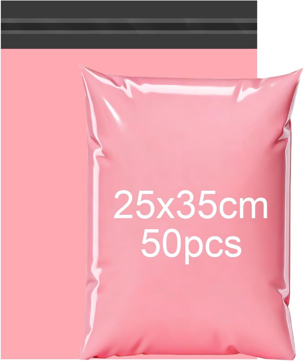 SnelShoppen - 100 Stuks Roze Verzendzakken 25x35cm, Zelfklevende Opaque Plastic Verpakkingszakken voor Vinted, Perfect voor Kleding en Schoenendozen