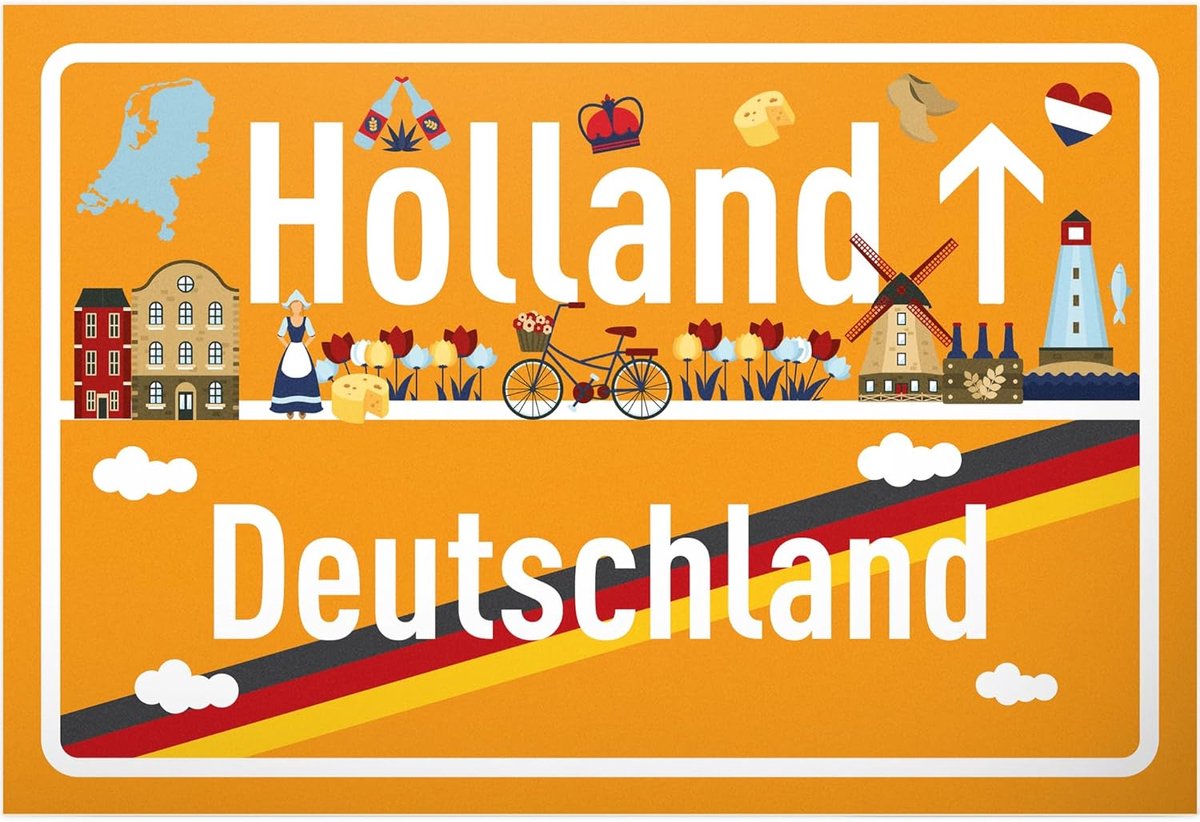 SnelShoppen - DankeDir! Holland Duitsland Stad Bord 30 x 20 cm - Perfect Cadeau Idee voor Reis Voucher, Verjaardag, Vertrekfeest en Decoratie