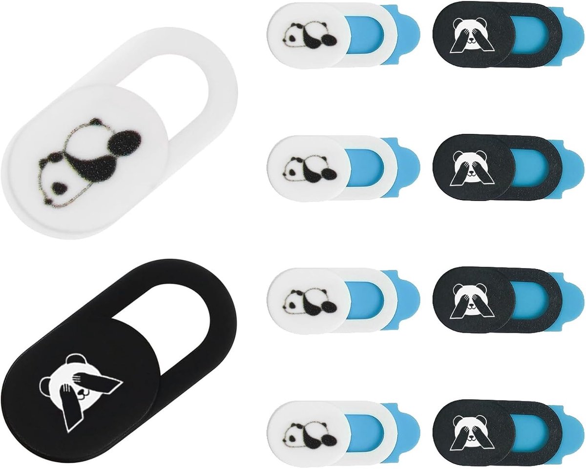 SnelShoppen - 10 Stuks Panda Webcamafdekkingen, Privacy Bescherming, Laptop & Smartphone Camerafdekking, Schuifregelaar, Ultradun Design voor Thuiswer