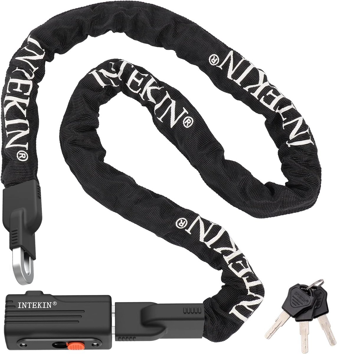 SnelShoppen - Kettingslot 150 cm lang, motorfiets- en fietsslot met 8 mm dikke geharde stalen ketting, zeer veilig met 3 sleutels, ideaal voor e-scoot