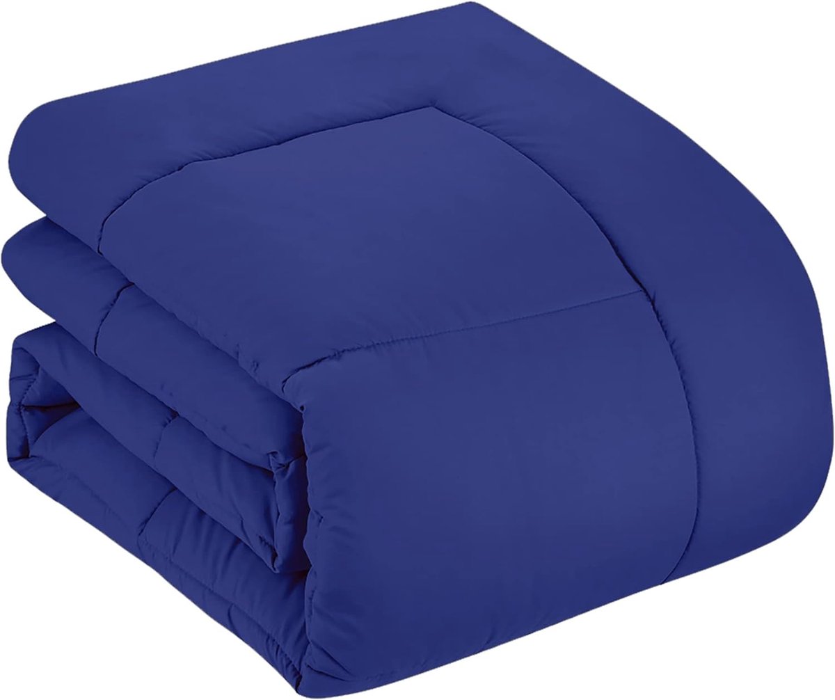 SnelShoppen - Soft Down Alternative Deken & Luxe Microfiber Bedlakens Set, Polyester, Koningsblauw, Queen, 7-delig, Perfect voor Slaapkamer Decoratie