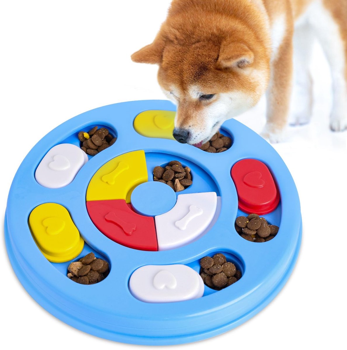 SnelShoppen – Intelligent Honden Speelgoed Interactief Puppy Speelgoed met Geluiden, Verbeter IQ, Slow Feeder, 8 Verwijderbare Tips, 14 Gaten, Voor Al