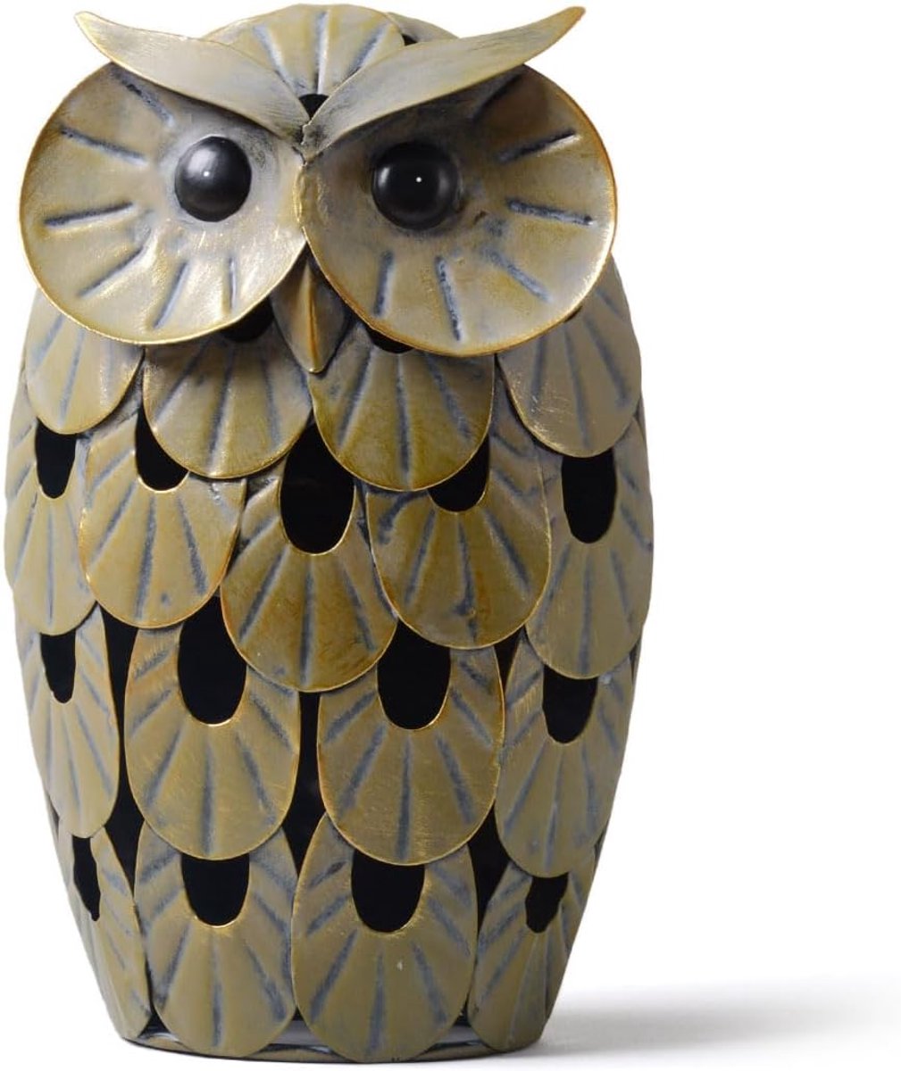 SnelShoppen - Uil Beeldhouwwerk Beeld Dier Geschenk Moderne Sculptuur Decor Metaalkunst Voor Tafel Boekenkast Bureau Kantoor 24 cm