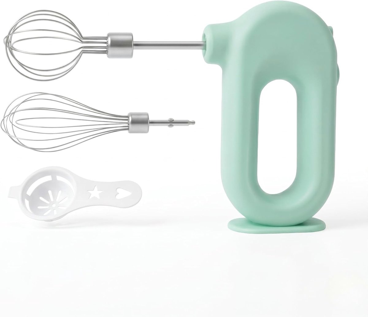 KZQ Handmixer - Oplaadbare draadloze blender, 4 snelheidsstanden, 2 mengkoppen - Compact en lichtgewicht, perfect voor in de keuken, bij het bakken en koken - Milieuvriendelijk, USB-oplaadbaar, staand model