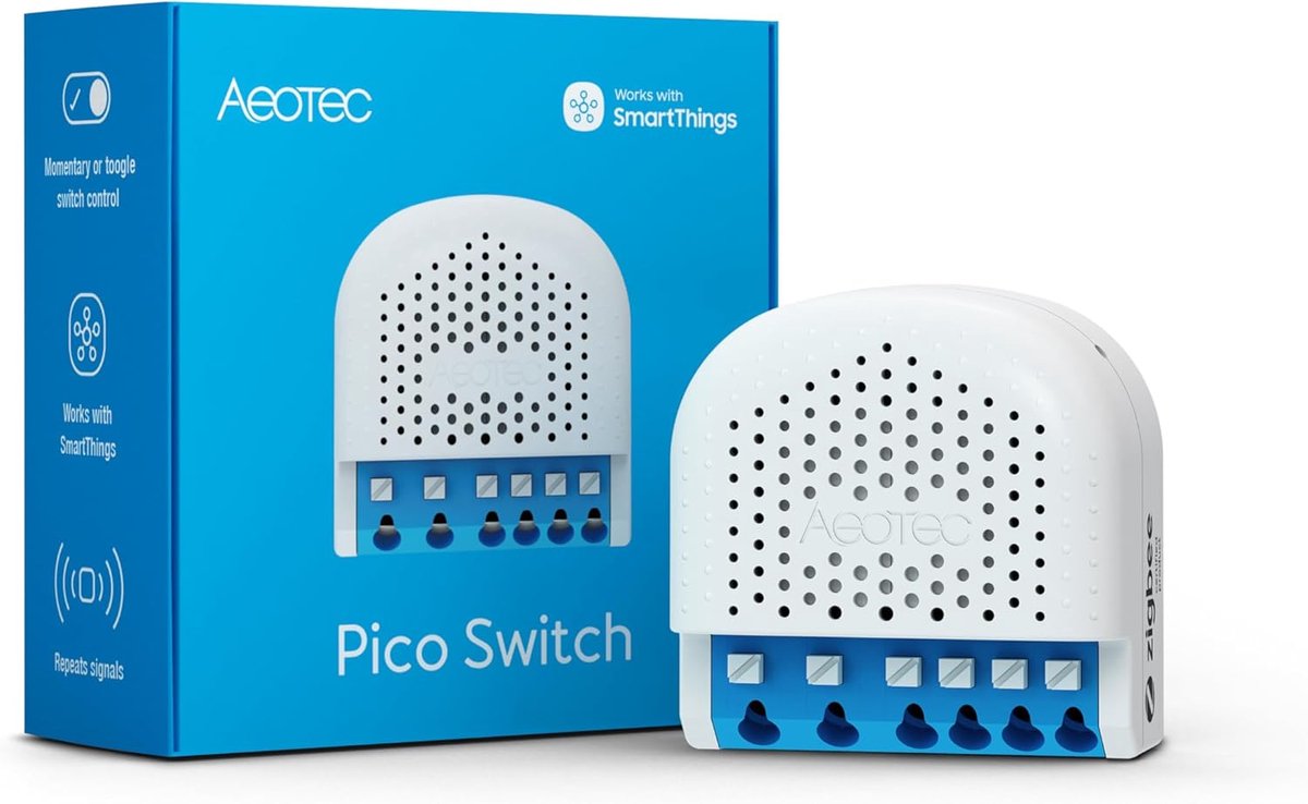 SnelShoppen - Zigbee 3.0 Pico Switch - Slimme Flush Relay tot 16A - Huidige Meting - Automatisering voor Huishoudelijke Apparaten - Compatibel met Sma