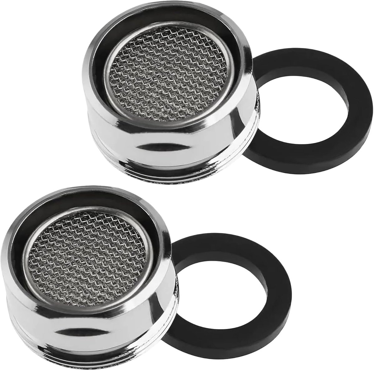 SnelShoppen - M24 Kraanaansluiting - 2 Stuks RVS Tapfilter Chroom Messing Mengkraan voor Badkamer en Keuken - Inclusief 2 Seals