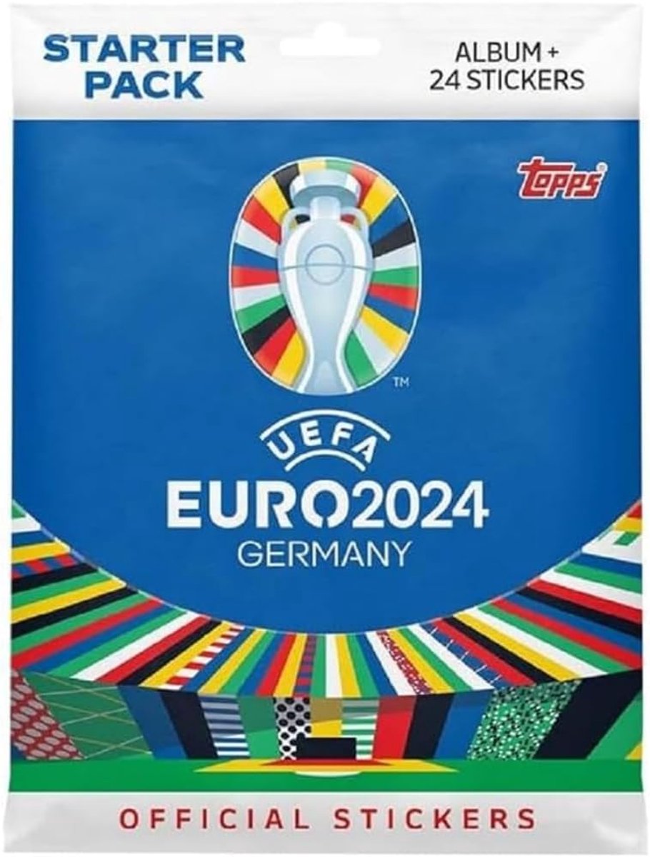 SnelShoppen - EURO 2024 Sticker Collectie Starter Pack met 24 Stickers en 88-Pagina Album voor Voetbalfans, Top XI, Captains, Legendary Euro Masters