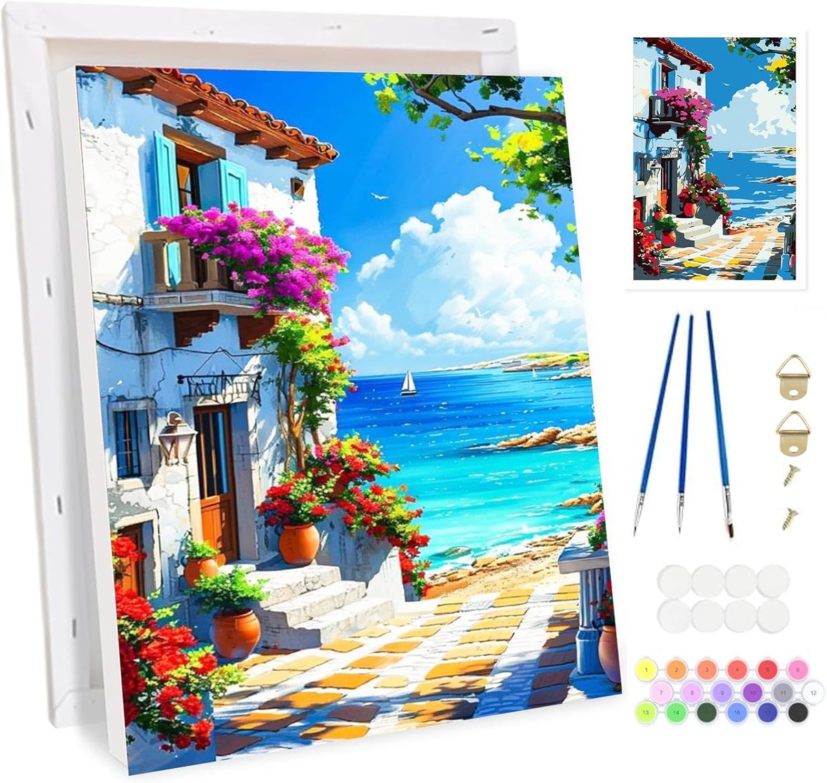SnelShoppen - Schilderen op Nummeren voor Volwassenen Zeezicht Set - Creatieve Hobby voor Beginners - Genummerde Acrylverf Set 20 x 30 cm - Decoratie