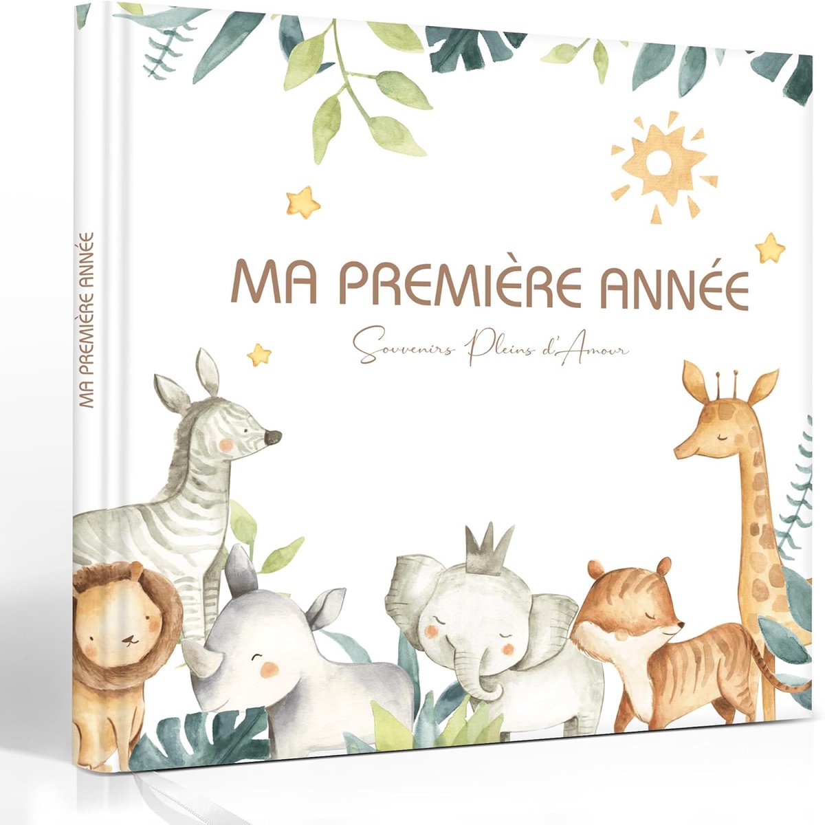 SnelShoppen - Baby Album met Handgeschilderde Illustraties, Ruimte voor Foto's en Persoonlijke Teksten, Hoogwaardige Herinneringen voor het Eerste Jaa