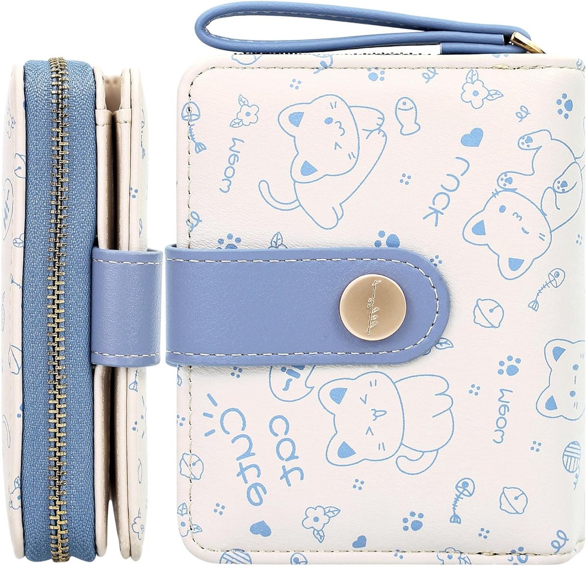 Kleine damestas met kattenmotief voor vrouwen, mini portemonnee met ID-kaarthouder en kaartvakjes, ideaal voor dagelijks gebruik