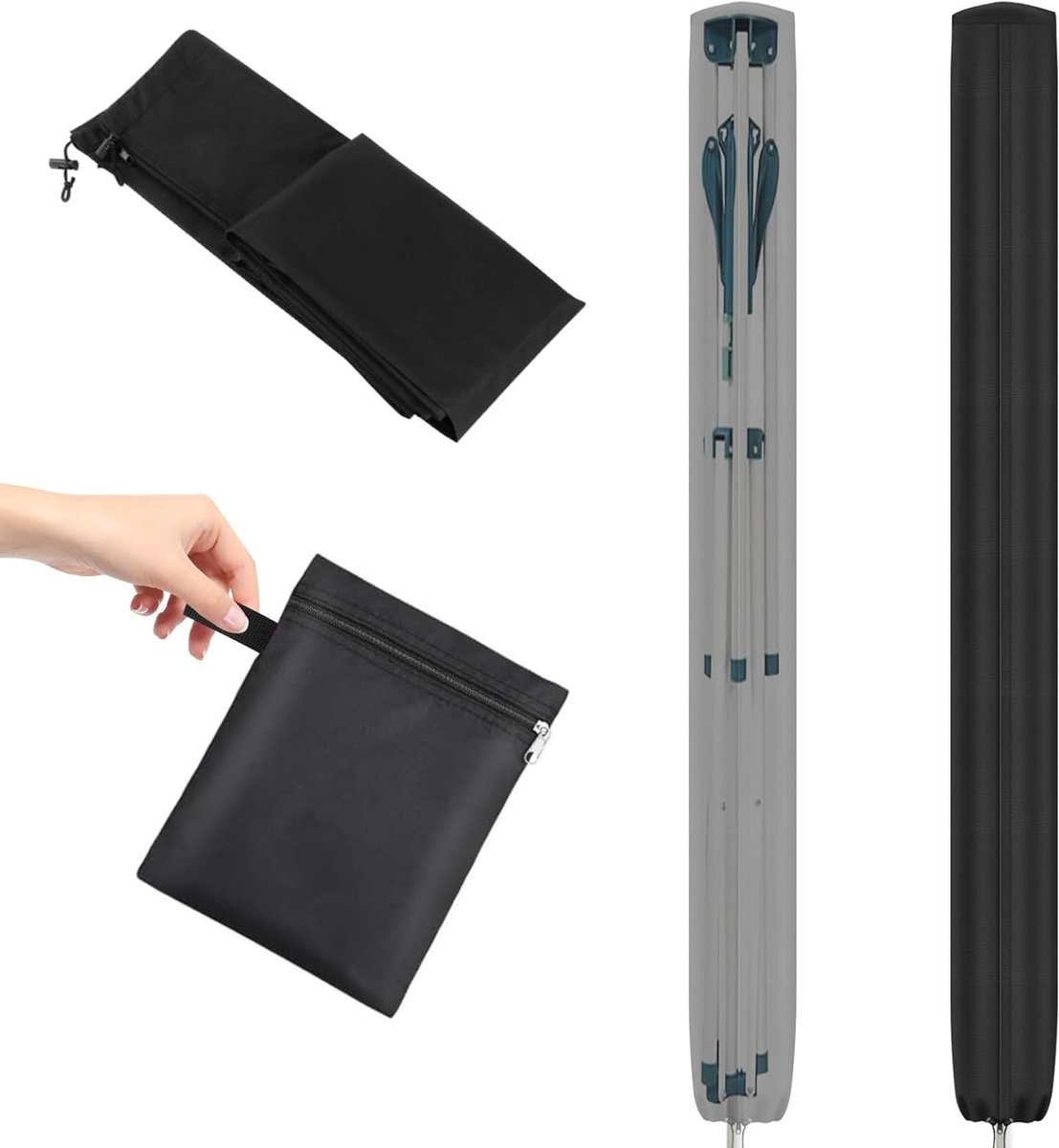 Beschermhoes voor Waslijn Carousel van 600D Oxford Stof, Waterdicht en UV-Bestendig, Inclusief Opbergtas, Geschikt voor Buitengebruik (180 x 16 x 16 cm)