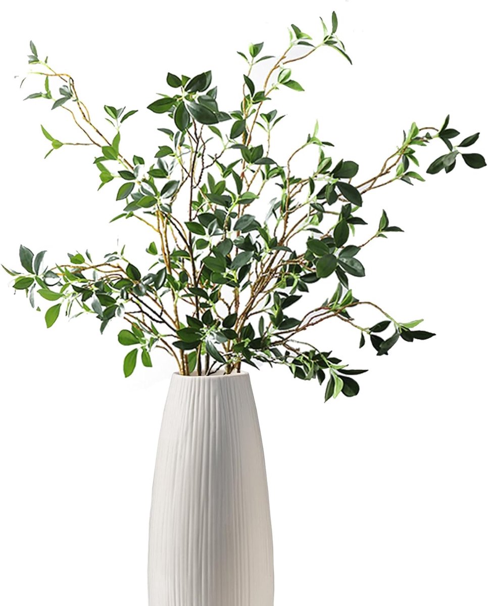 SnelShoppen - 28 inch Kunstplanten Groene Banyan Stelen, Nepplant Ficus Takken voor Bruiloft en Feestdecoratie, 3 Stuks Eucalyptus Takken voor Thuis e