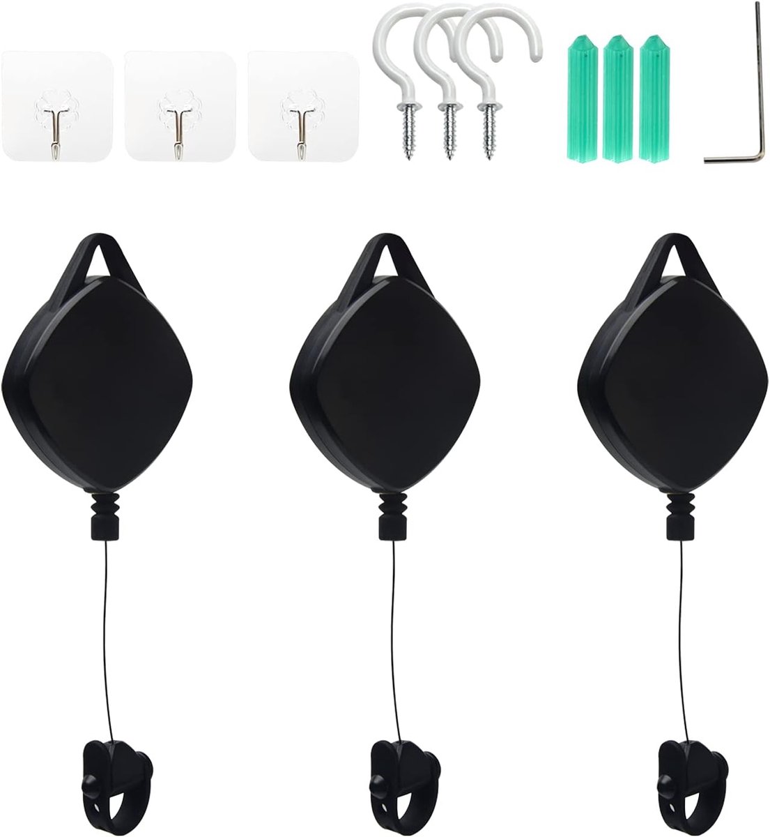 SnelShoppen - VR Kabelmanagement Decken Riemenscheibe - Headset Accessoires - Stevig, In te trekken, Geluidloos - Ideaal voor Spellen - 3 Stuks