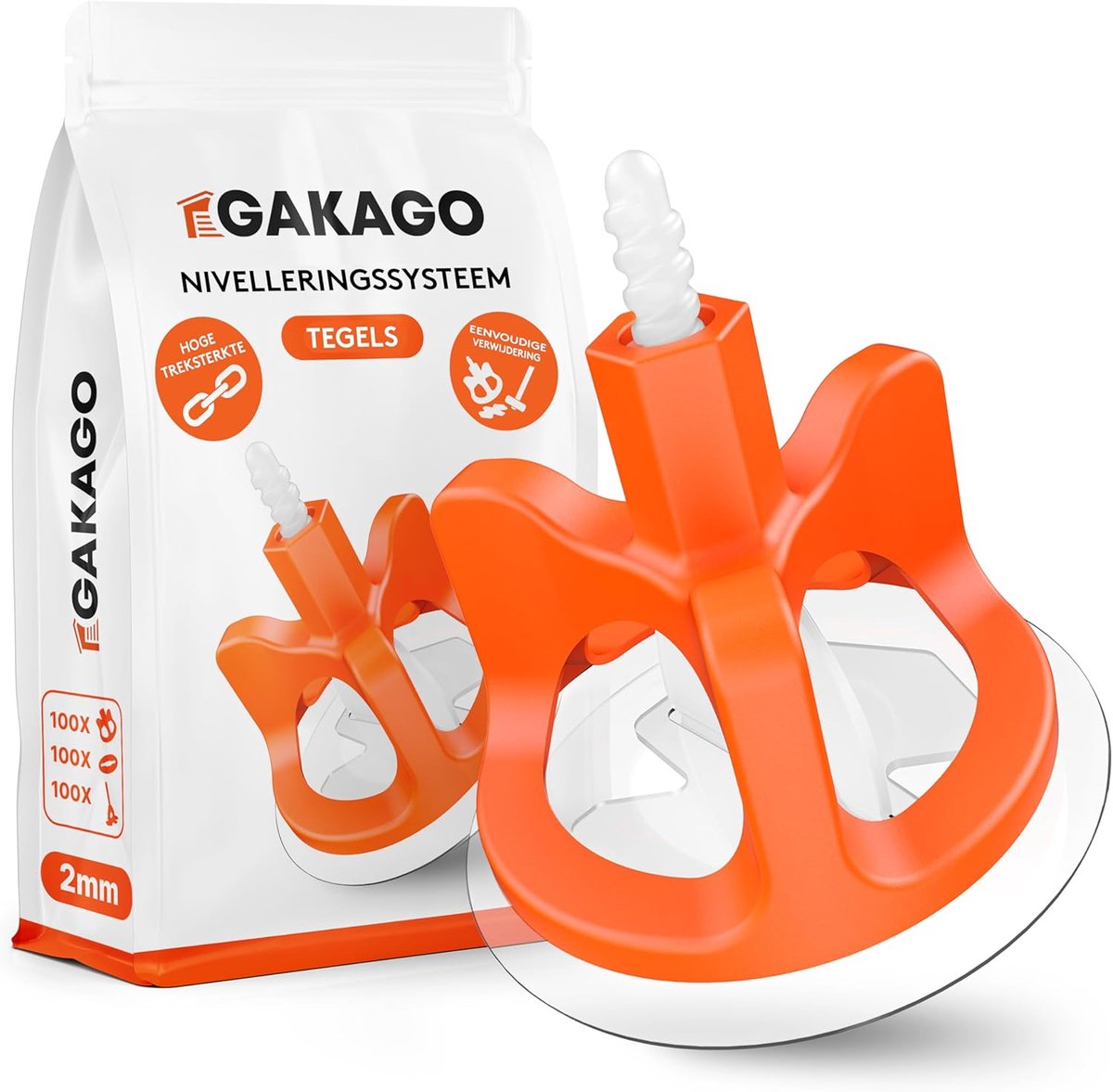 SnelShoppen - Gakago Tegel Nivelering Systeem 300-delige Set 2 mm - Perfecte Voegpatroon Hulp voor Tegels 3-18 mm - Met Beschermringen voor Tegelbesch