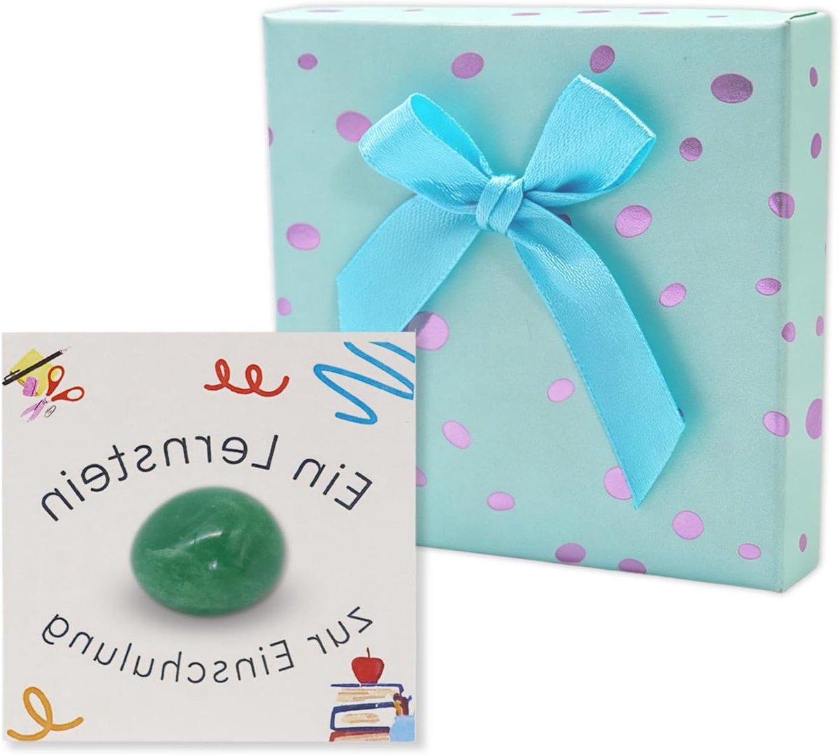 Schooltas voor meisjes, ideaal eerste schoolcadeau, geluksstenen en natuursteen voor kinderverjaardag, perfect voor schoolkinderen in 2026, inclusief geschenkdoos en kaart