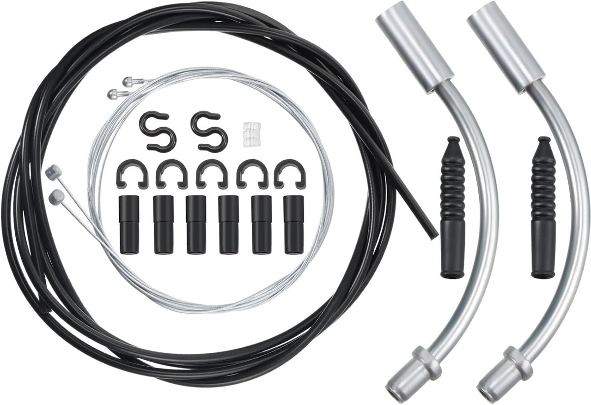 SnelShoppen - Fiets Remkabelset Inclusief 1 Set Remlijnen 2V Remkabels Fiets Rem Noodles Kabelgeleider Slang met 2 Plastic Slangen voor Mountainbike