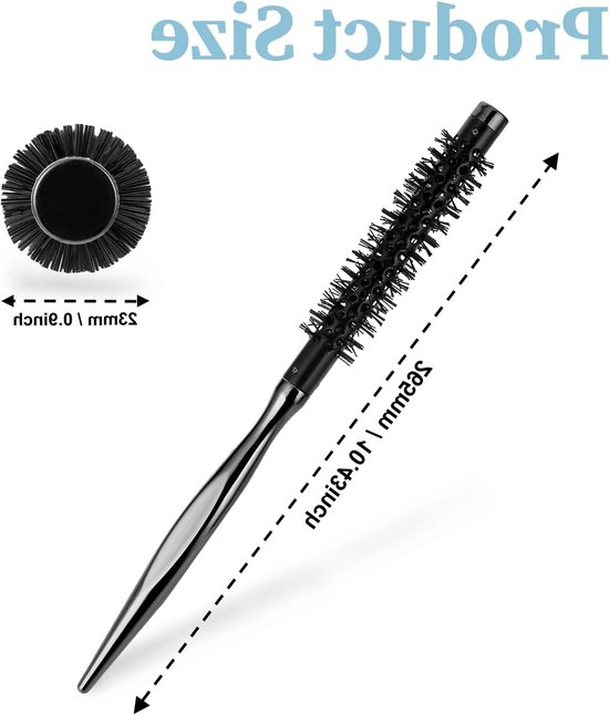 Mini krulborstel voor het föhnen, draagbare ronde stylingborstel met gladde handgreep en nylon haren voor korte en dunne haarlokjes. Perfect voor volume en krullen. van Merkloos — afbeelding 3