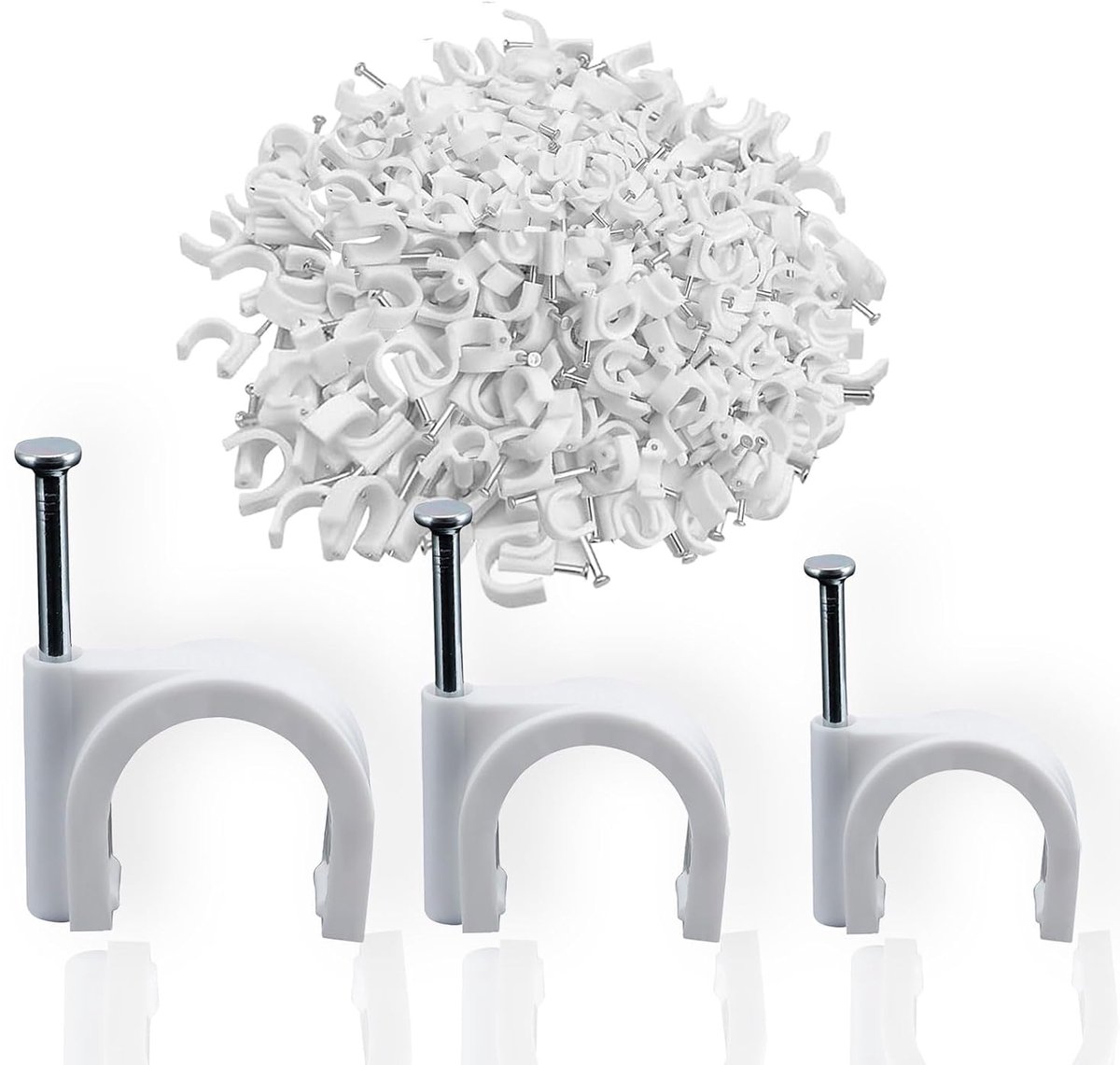 SnelShoppen - 300 Stuks Kabel Clips - 3 Maten (4mm, 6mm, 8mm) - Zelfklevende Kabelbeugels voor Organisatie van Power Cables - Wit, Perfect voor Thuis,