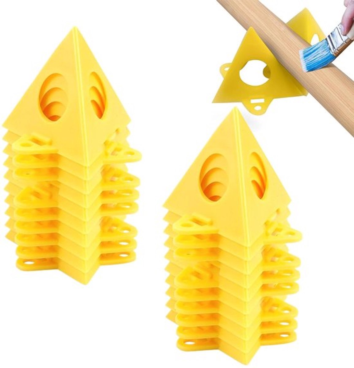 Piramidestandaard 20 Stuks - Gele Conische Standaard - Mini Balschilderstandaard - Meubelstandaard Driepoot - Steunstandaard - Robuuste Constructie 60 x 45 mm - Schilderstandaard