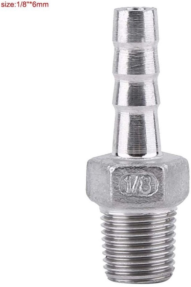Slangaansluiting Roestvrij Staal 304 - Buitendraad BSP 1/8 tot 3/4 - Verbinding - Weerhaken - Geschikt voor Chemische/Mechanische Leidingen - Duurzaam Ontwerp - Slangverbinder