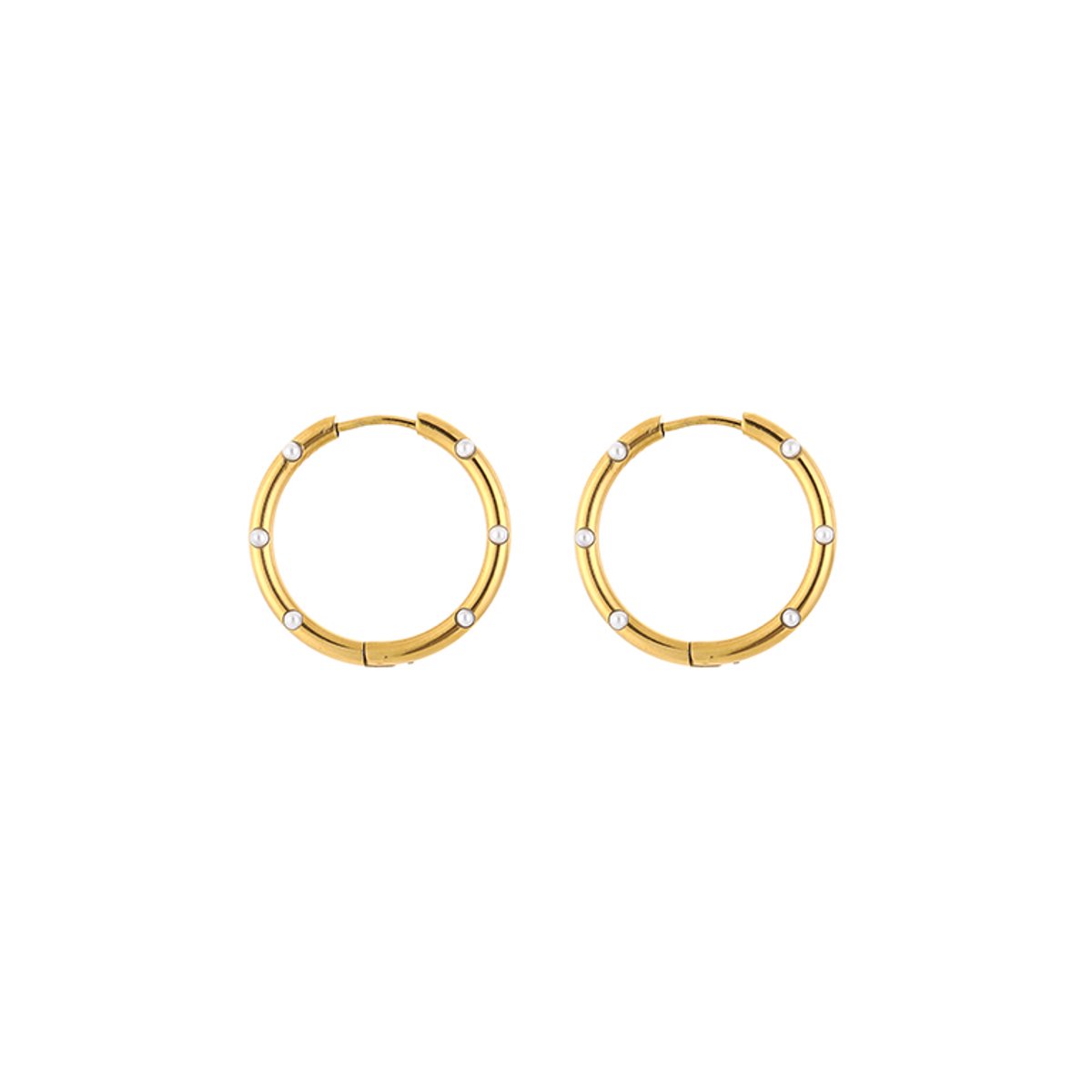 Stainless Steel Hoops met Parels 25MM – Elegante & Tijdloze Oorringen - RVS - Goud