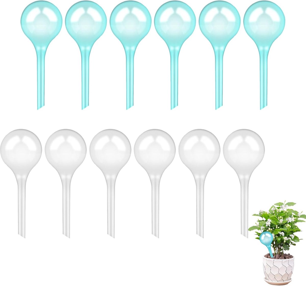 SnelShoppen - Pack van 12 Kleine Watergeefballen 13x5 cm, Automatische Irrigatieballen, Zelfwaterende Ballen voor Binnen en Buiten, Plantenverzorging