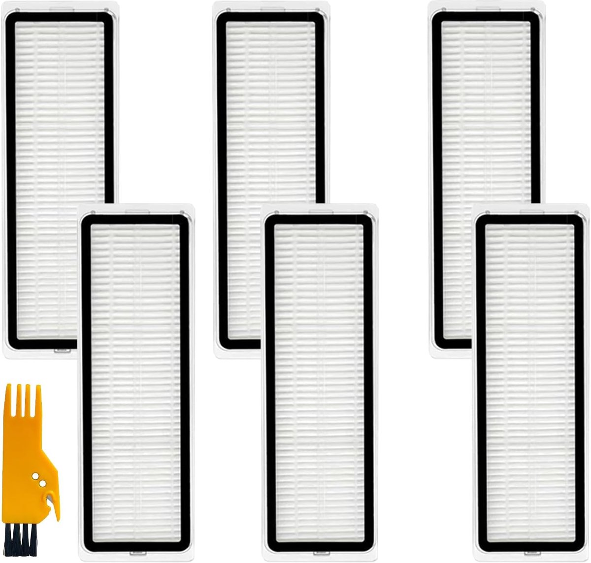 SnelShoppen - 6 HEPA Filters en 1 Schoonmaakborstel voor Stofzuiger, Herbruikbaar en Wasbaar, Geschikt voor Diverse Modellen, Ideaal voor Huisdieren e