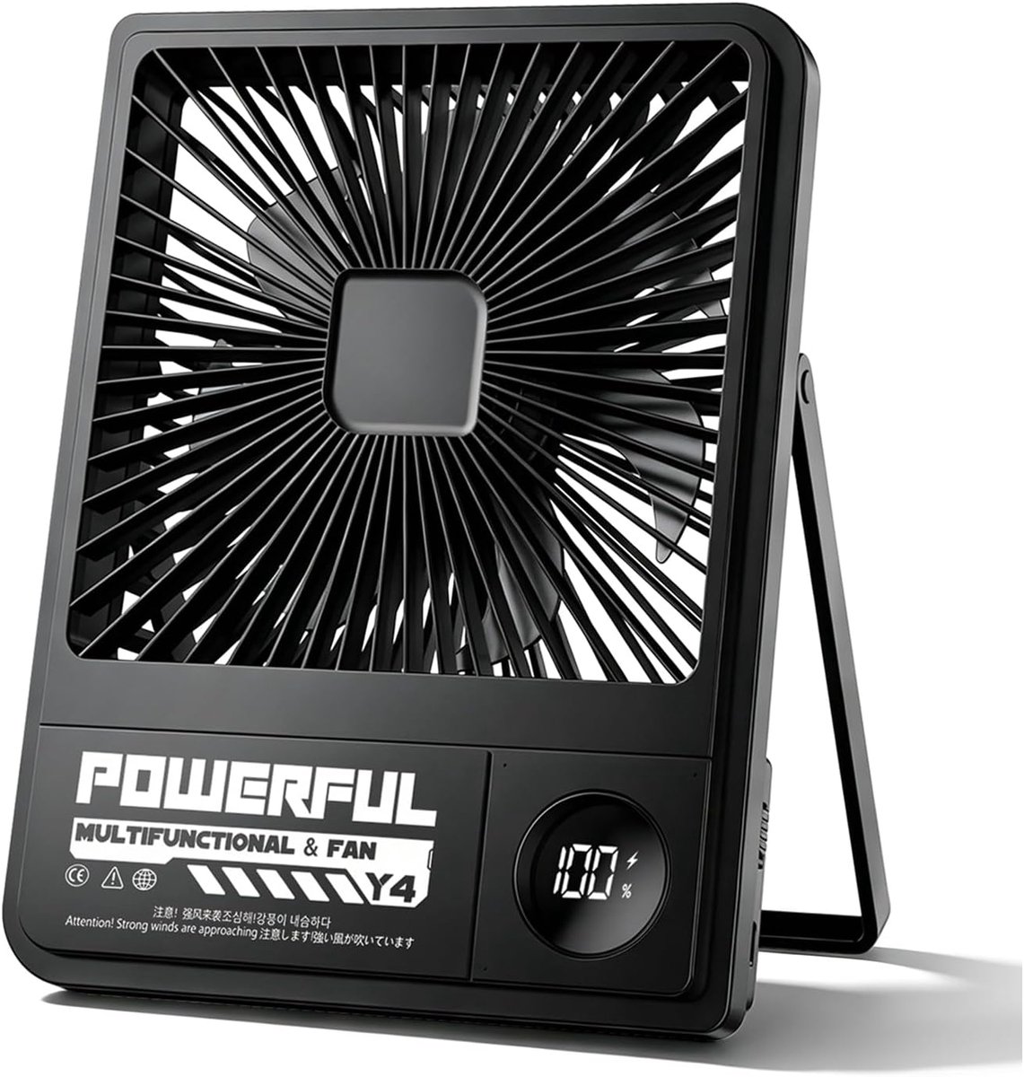 SnelShoppen - Ultra-dunne 10,000 mAh Camping Fan, Stille 8 inch Tafelventilator met Multifunctionele Stand, Tot 24 Uur Accuduur, Ideaal voor Reis, Kan